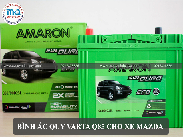 Bình ắc quy Amaron Q85 khởi động nhanh cho xe Mazda
